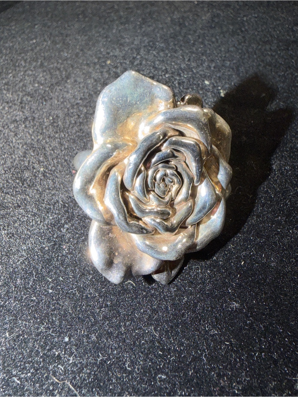 Vintage Israeli Sterling Silver Rose Statement Ring 925 Size 9- Heavy  19.1 g